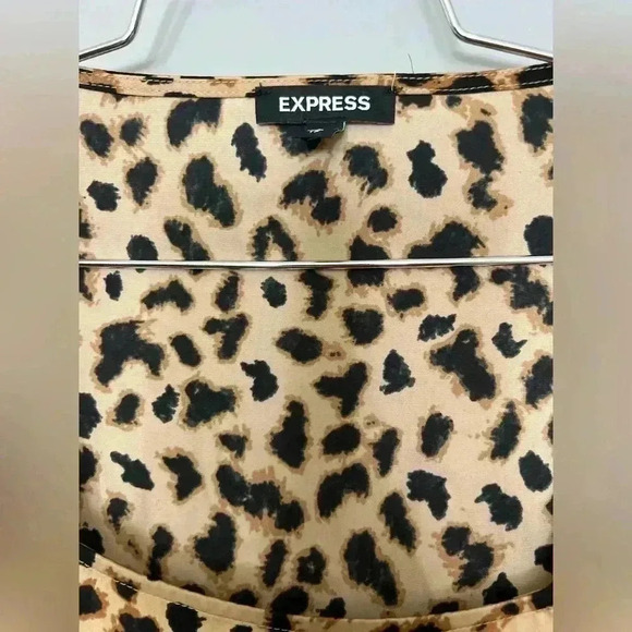 Express Leopard Print Square Neck Ruffle Wrap Dress - Picture 7 of 11